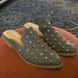 Mi.iM Grey Studded Slip-On Mules